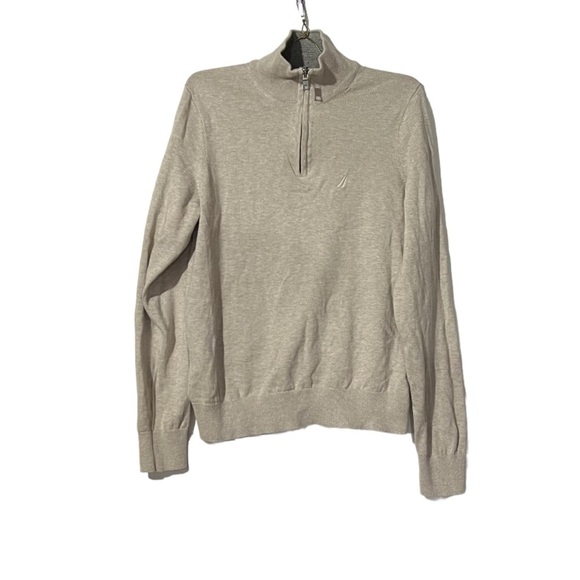 Nautica Men’s Quarter Zip Sweater Cream Size Small Preppy Vintage - Picture 1 of 4